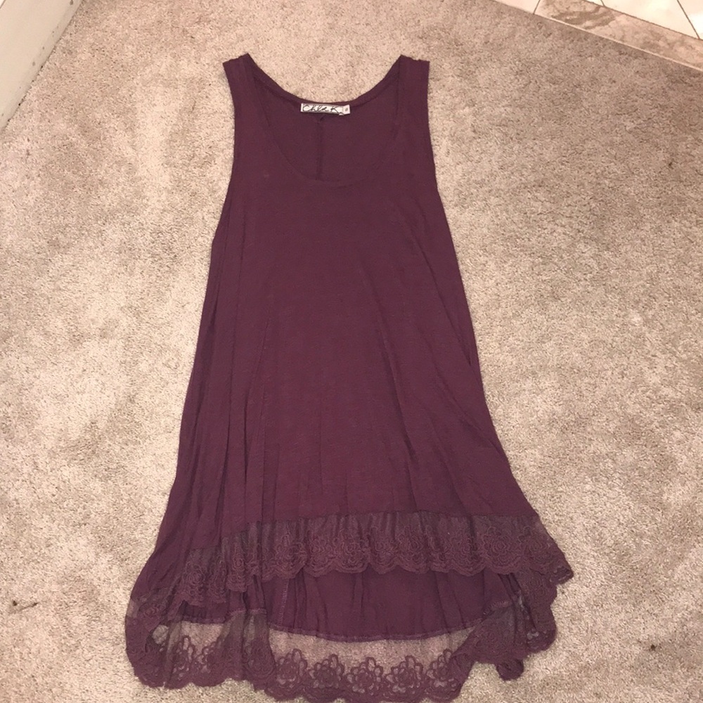 Purple Long Tank Top Lace Bottom Chloe K